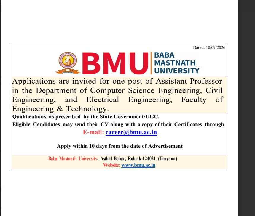CSE Faculty Advertisement